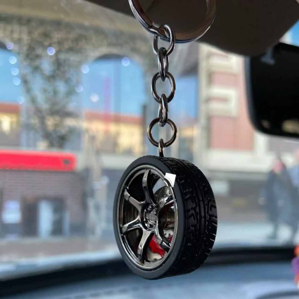 Simulation Tire Car Wheel Keychain Chain Brake Discs Key Ring RIM Wheel Keyring