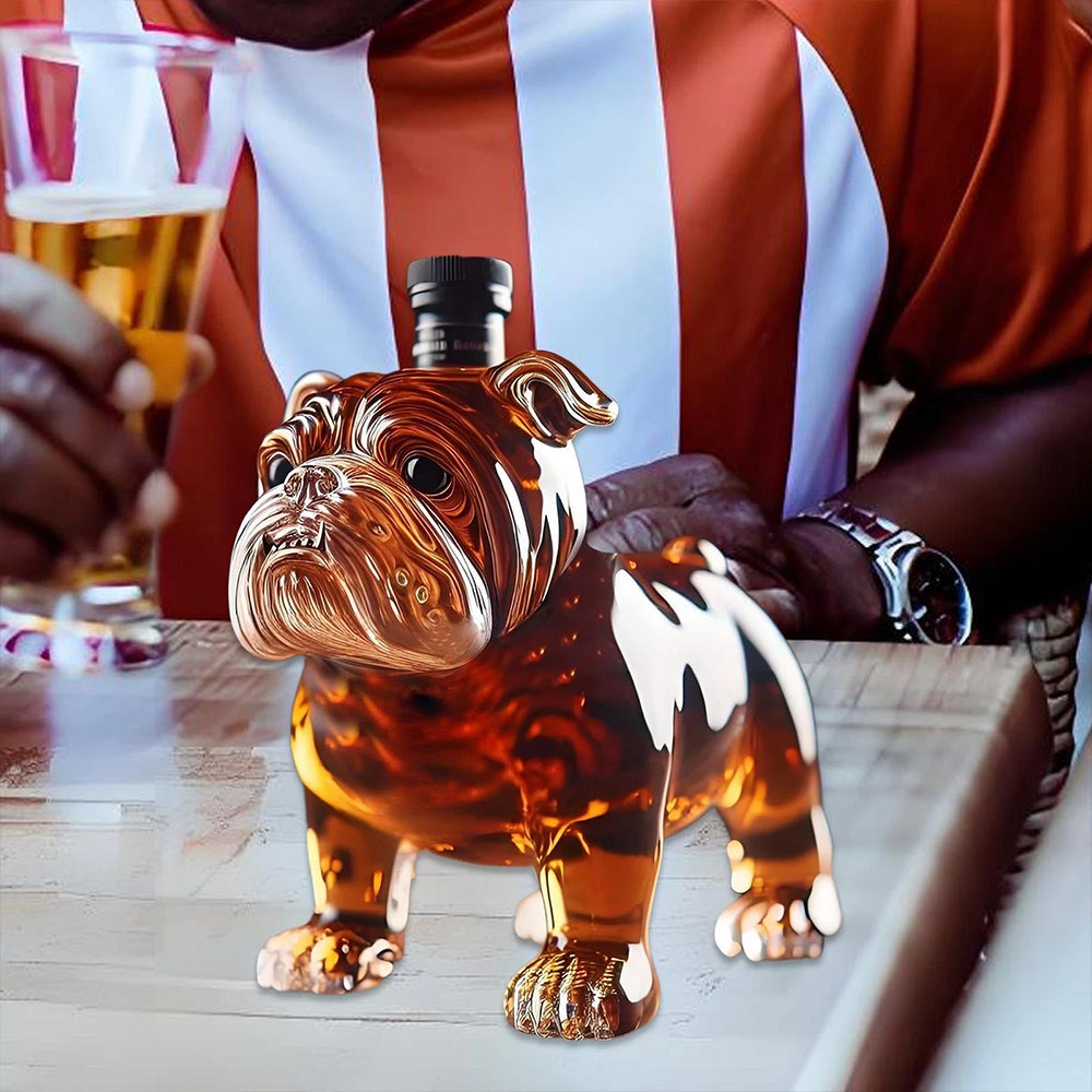 Bulldog Whiskey Bottle – Funny & Unique Animal Glass Decanter for Spirits