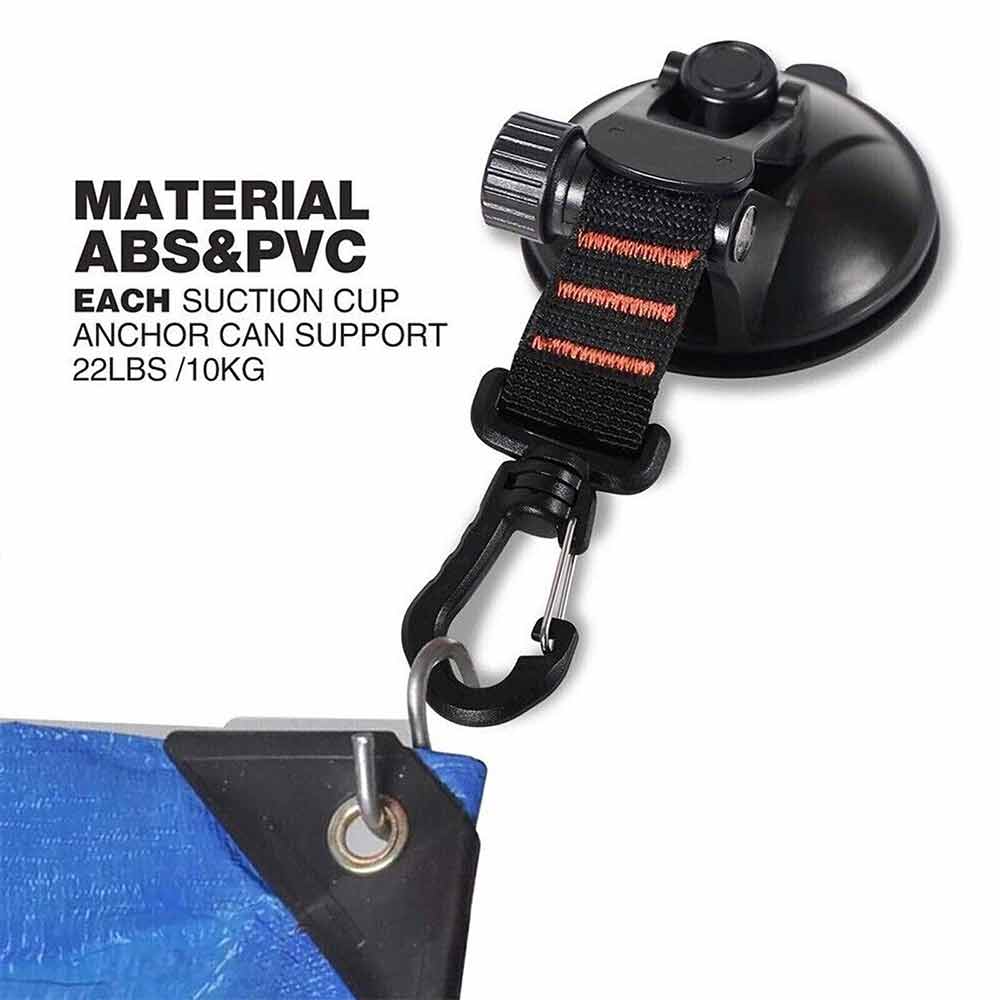 4pcs Suction Cup Anchor Securing Hook Tie Down Camping Tarp as Car Side Awning