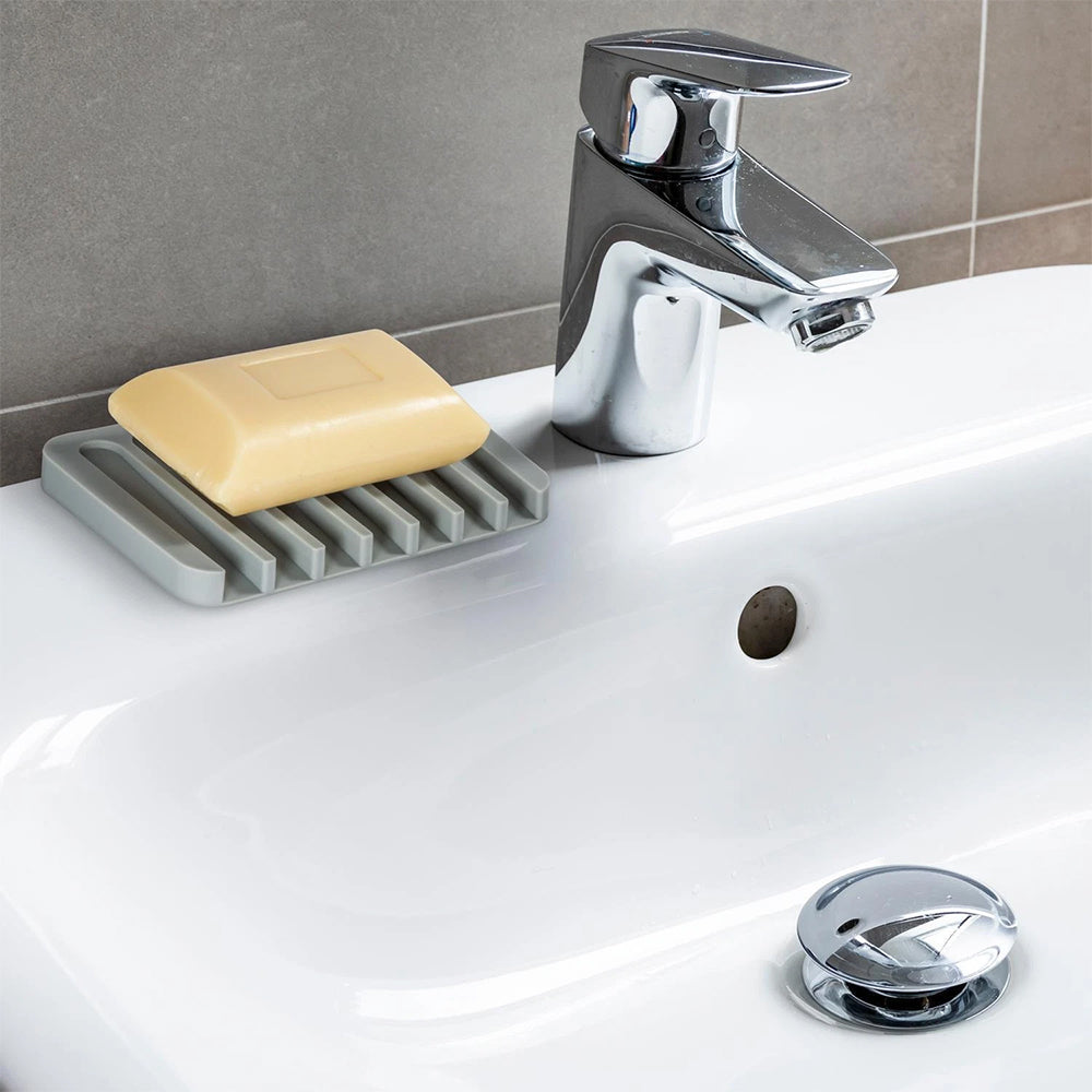 3-Pack Silicone Soap Holder – Bathroom Soapbox with Drainage Tray for Kitchen