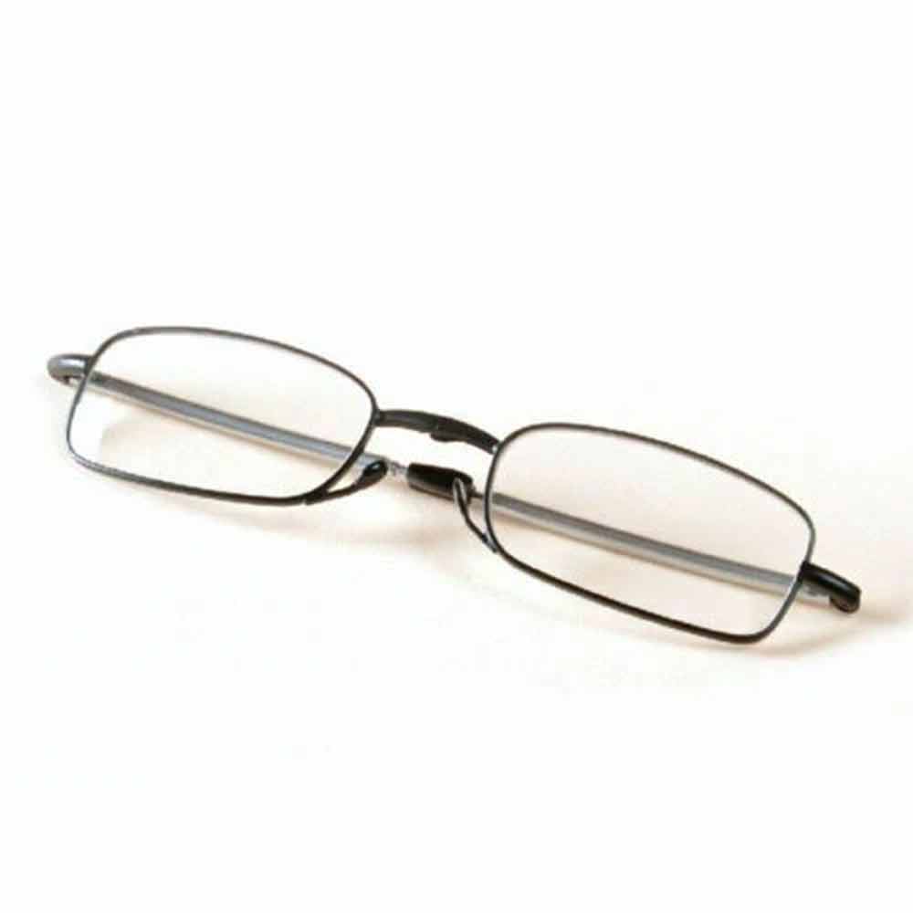 Folding Reading Glasses – +1.5 +2.0 Black Frame, Compact with Carry Case for Men