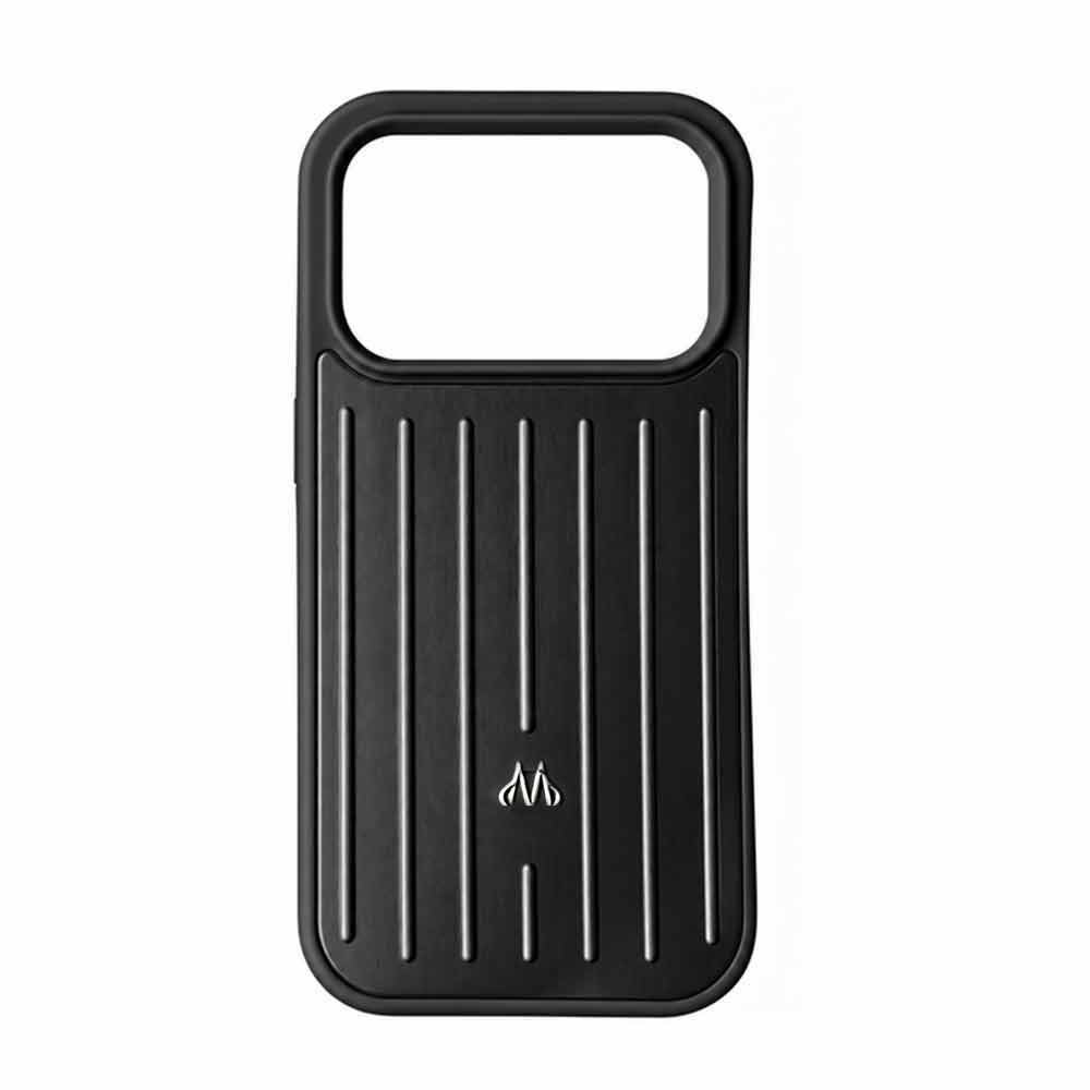 Aluminum-Look iPhone 18 Pro Max Case – Black Grooved Back Cover with Grip