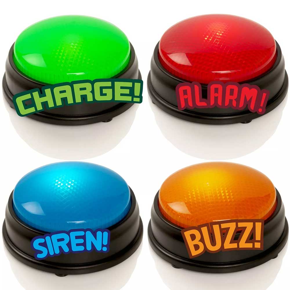 Learning Minds Quiz Buzzer Set - 4 Pack Game Show Buzzers with Lights & Sounds for Classroom, Family Trivia Games