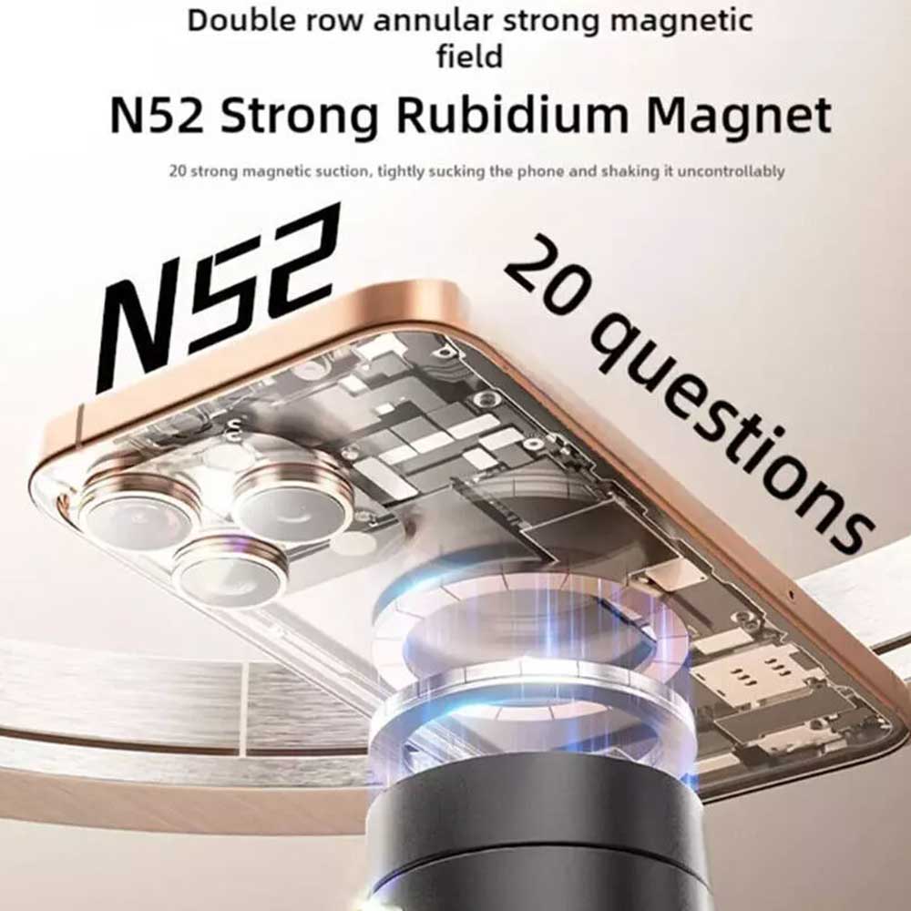 Magnetic Car Phone Holder - Vacuum Suction Cup, 360° Rotation, Strong Hold for Dashboard/Windshield