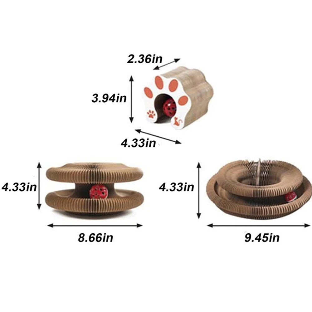 Transformable Cat Toy - Accordion Scratch Pad & Wear-Resistant Ball