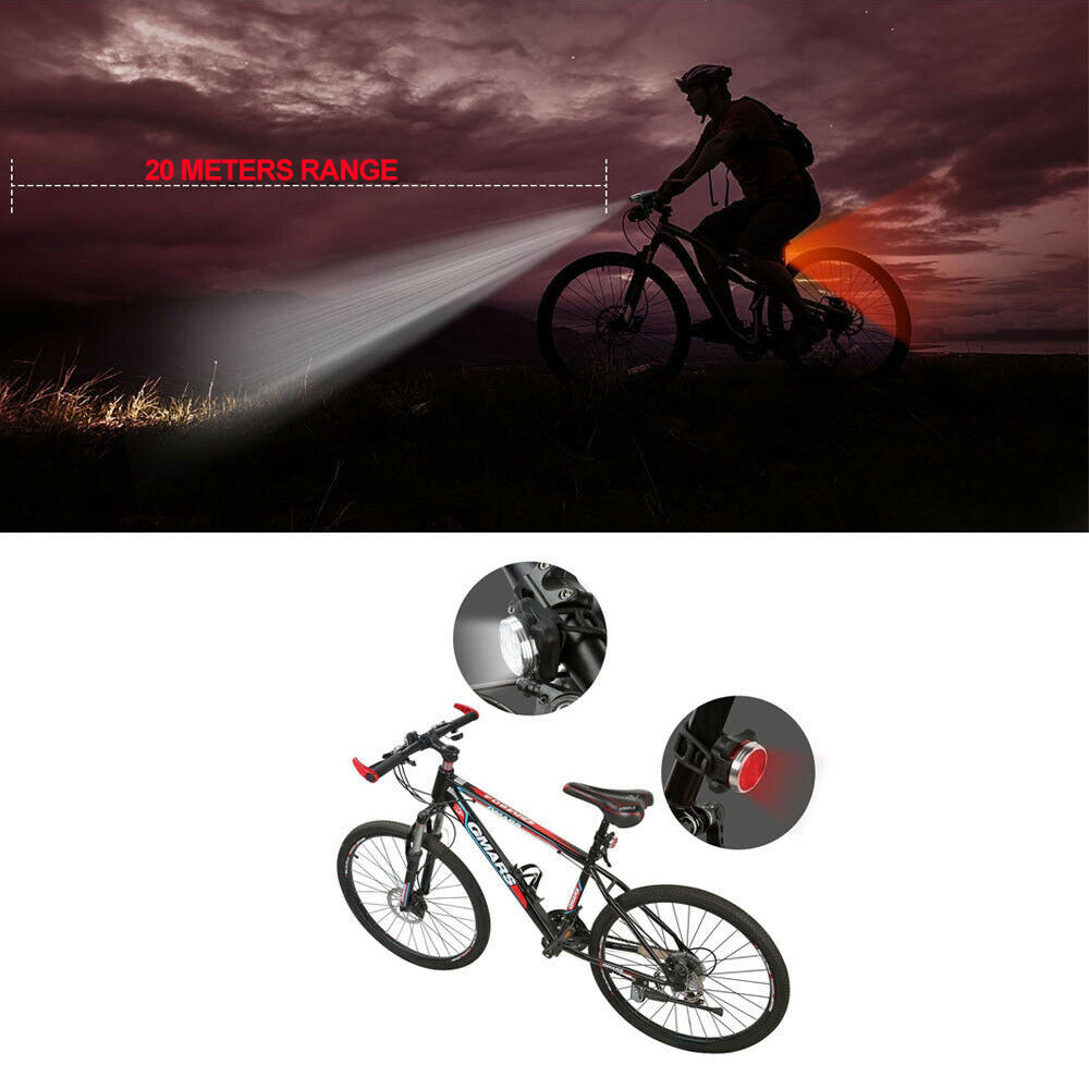 2Pcs USB Rechargeable Bicycle Bike Lights IPX4 Waterproof Front +Tail Light Lamp