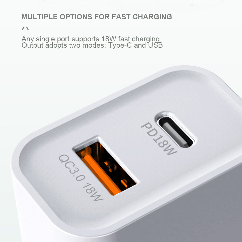 20W DUAL USB-A Type C Fast Wall Charger Adaptor QC3.0 For Android iPhone SAA