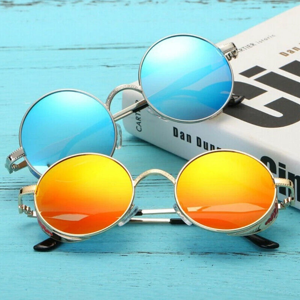Steampunk Polarized Sunglasses Men Women UV400 Driving Retro Round Glasses