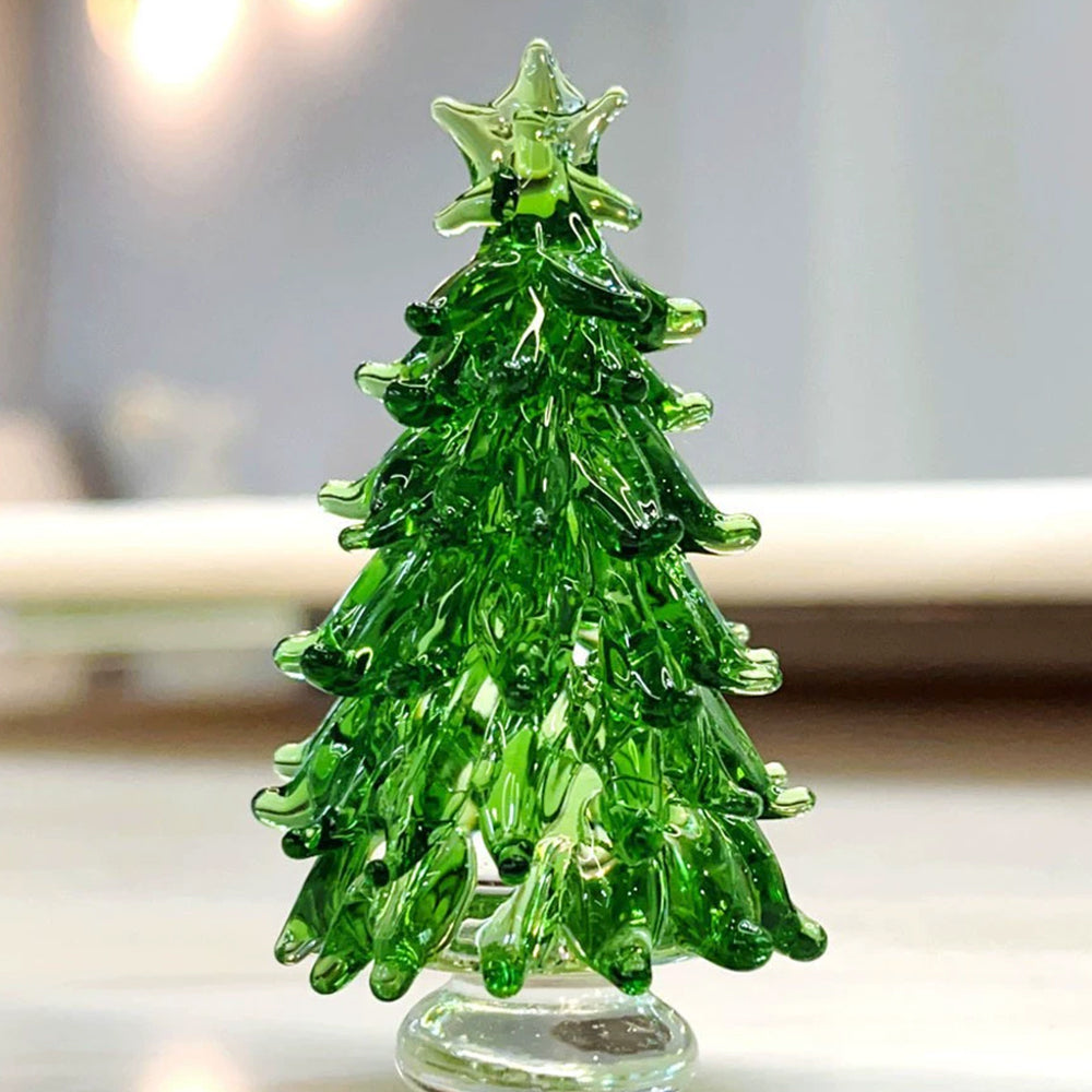 Elegant Crystal Tree Figurine with Display Cover 3D Glass Christmas Tree for Desk Decor & Gift