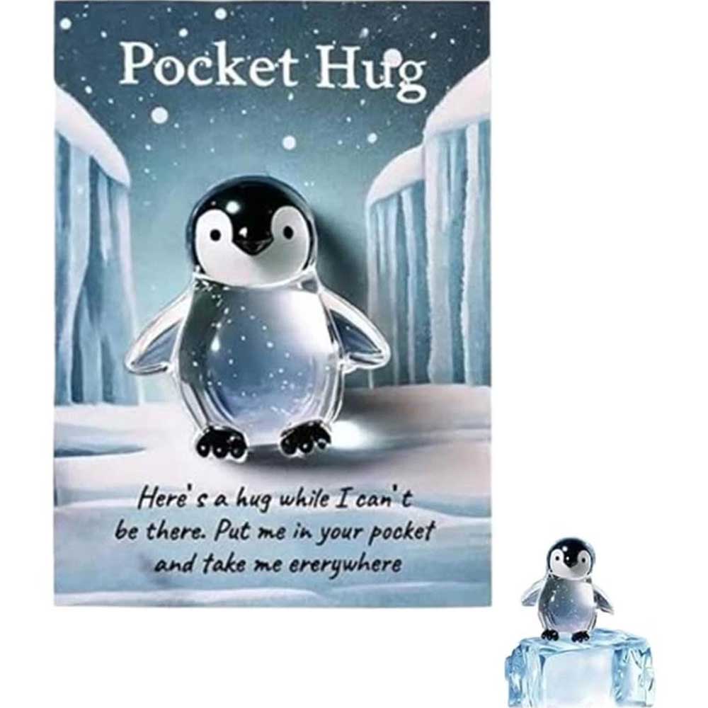 Pocket Turtle Penguin Crystal Pocket Hug Card - Heartwarming Keepsake Gift for Friends & Loved Ones