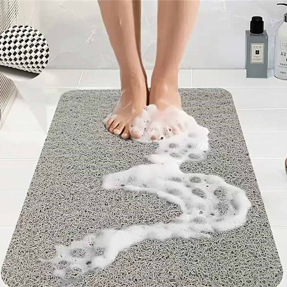 Grey Loofah Shower Mat – Non-Slip, Quick Dry, Super Absorbent & Anti-Mould, 60x40cm