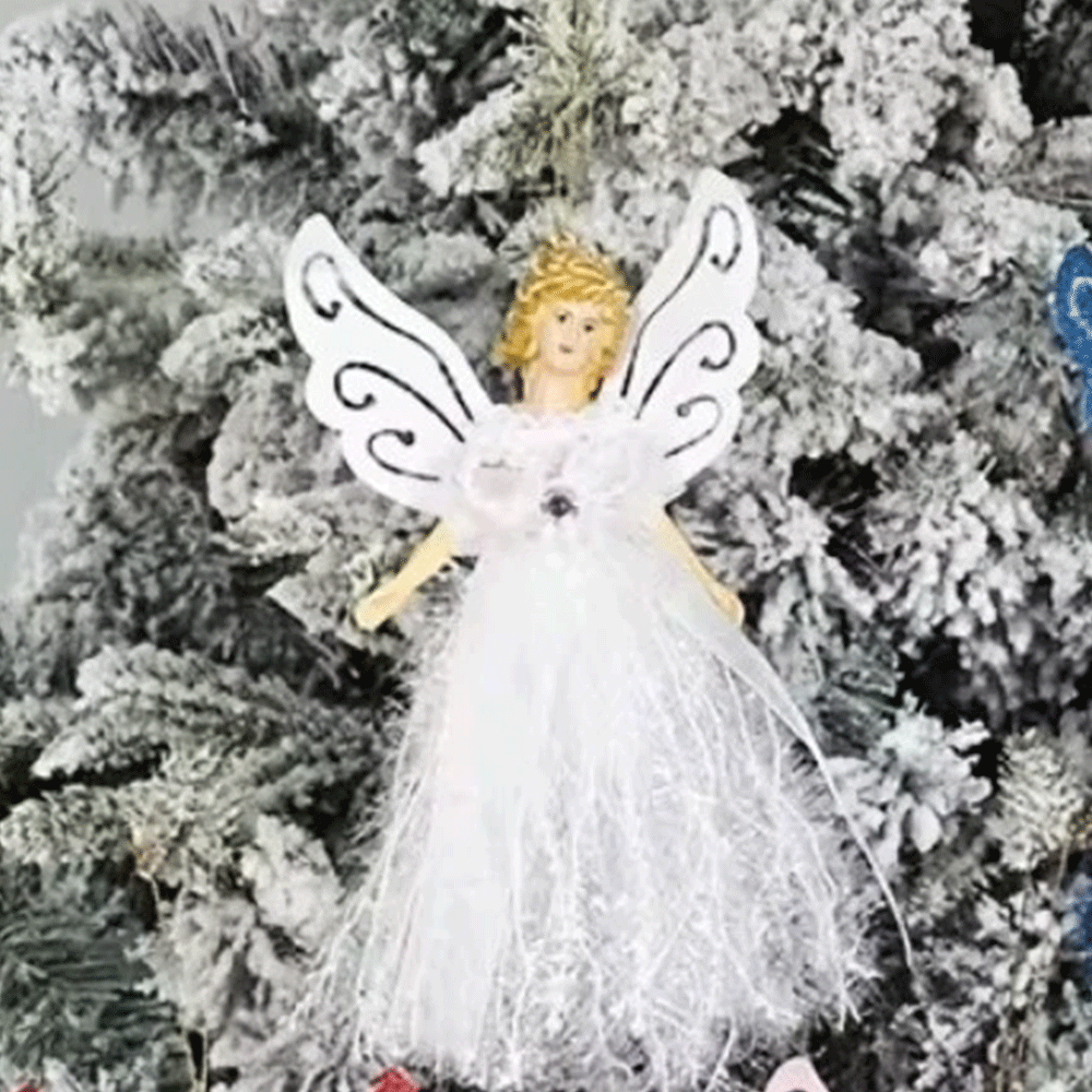Christmas Tree Topper – White Angel Hanging Fairy, Festive Xmas Tree Ornament Decoration