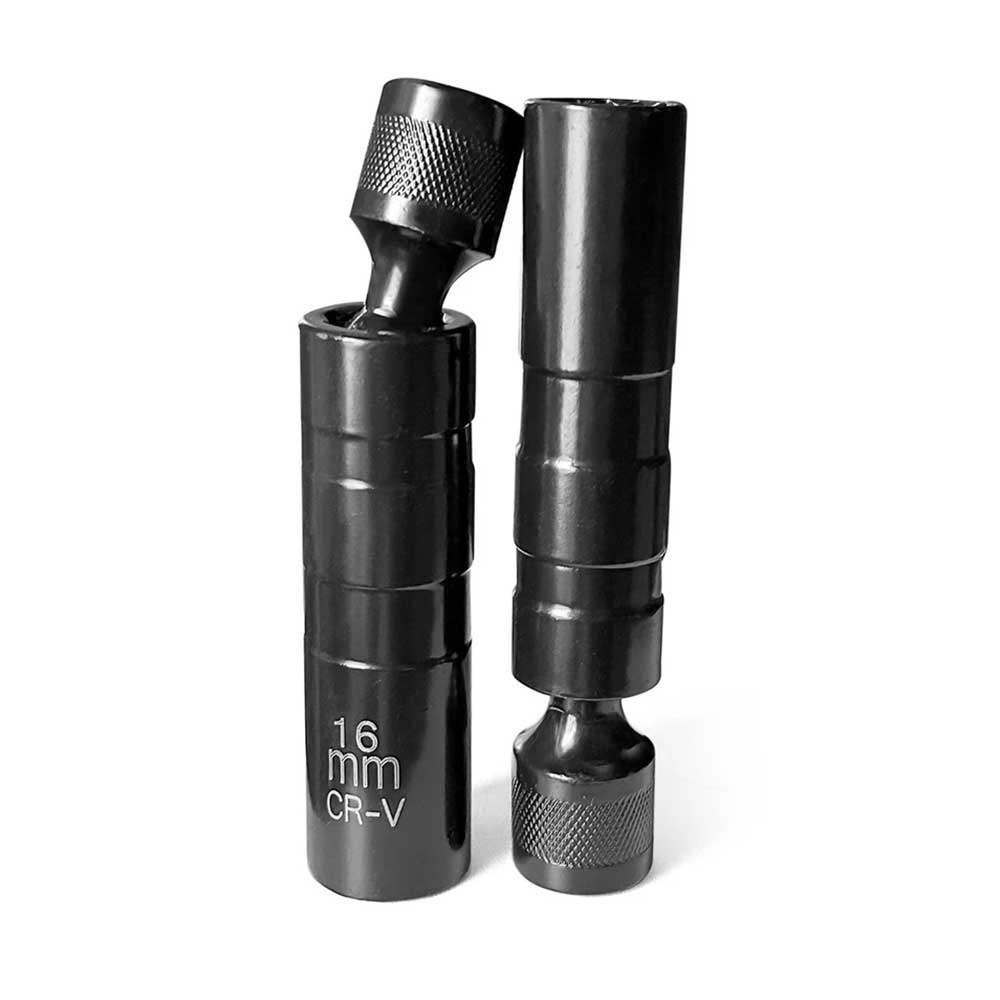 2X Magnetic Thin Wall Spark Plug Socket Set - 12-Point Swivel 14mm & 16mm