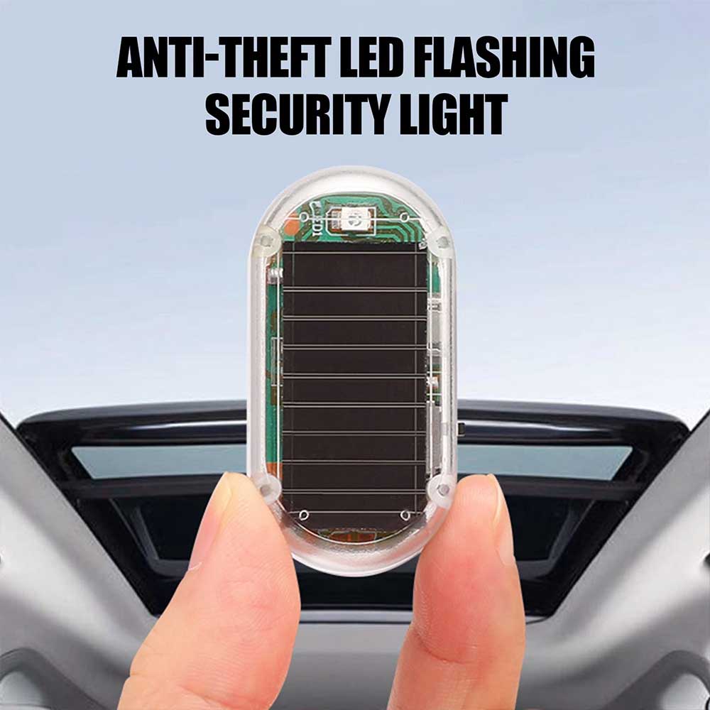 2PCS Solar Dummy Alarm LED Lights - Car Anti-Theft Flashing Warning Security