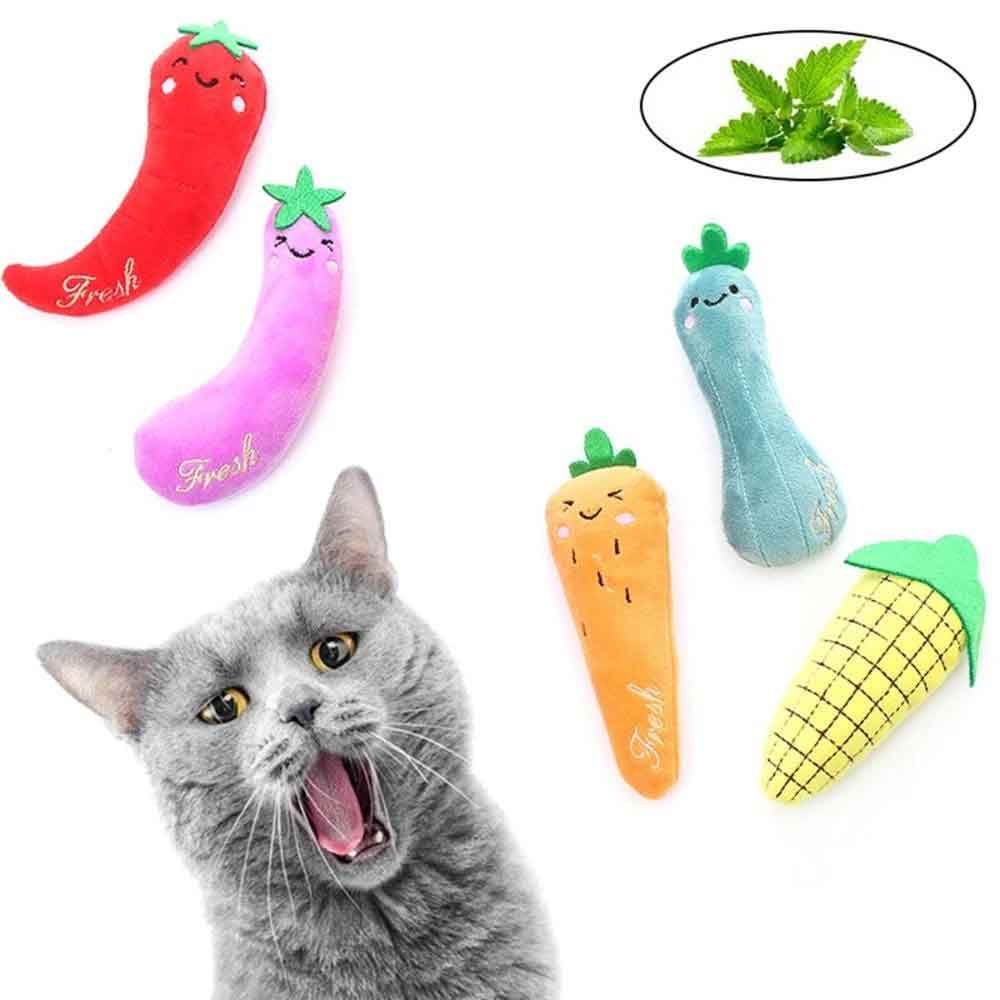 5-Piece Teeth Grinding Catnip Toys – Funny Interactive Plush Cat Chewing Vocal Toy Set