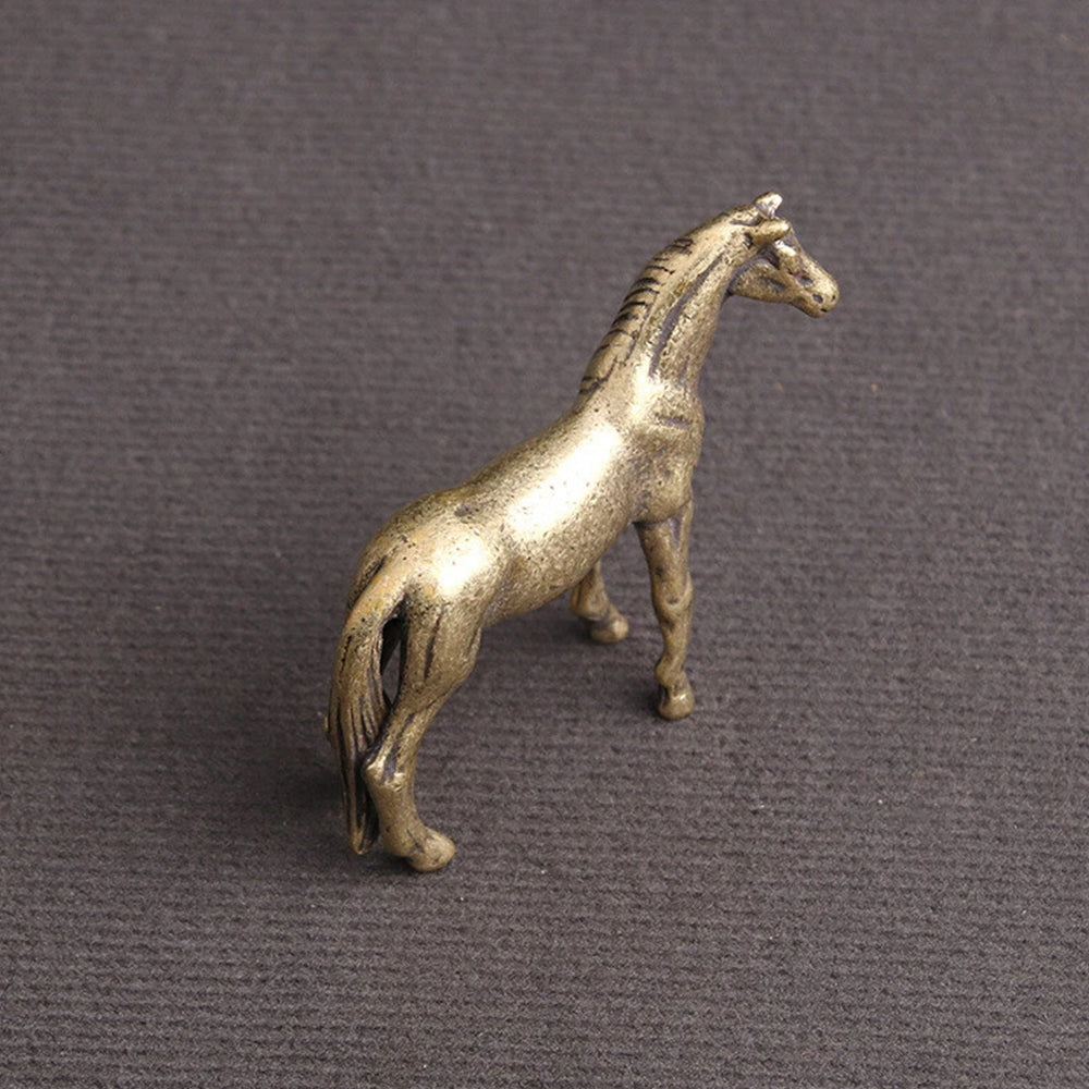 Solid Brass Steed Statue Year of Horse Figurine Home Desktop Decor Ornament Tea Pet
