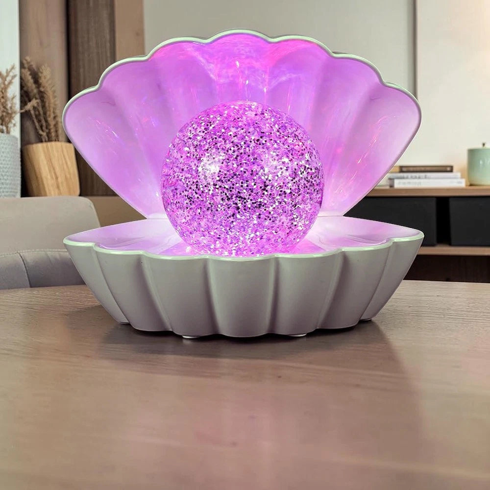 White Glitter Ball Lamp – 7-Colour LED Seashell Clam Mood Light