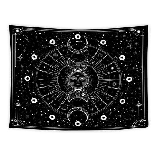 Tapestry for Bedroom Aesthetic, Sun Moon Star Large Astrology Wall Hanging 1.5*2m