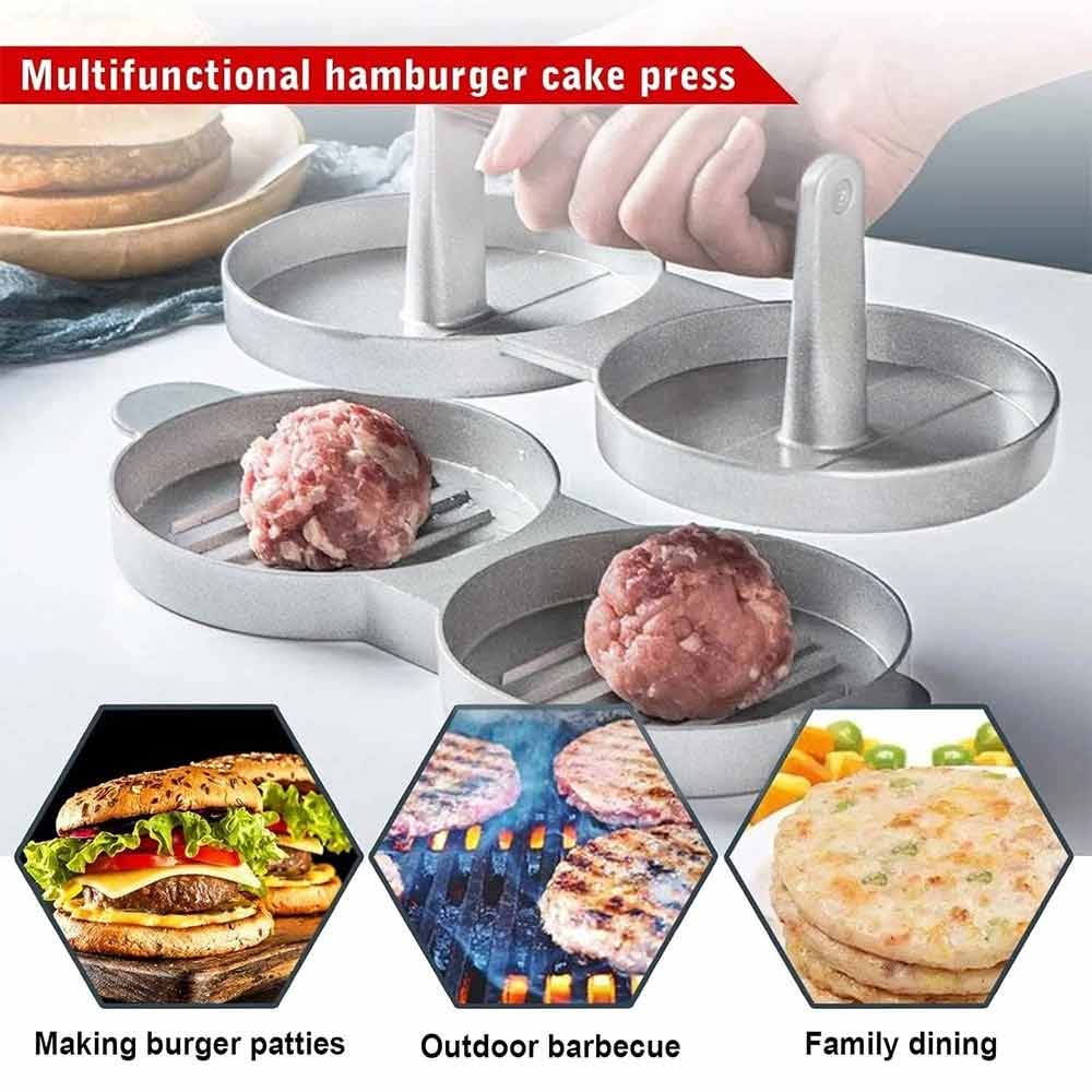 Double Burger Press Hamburger Maker – Non-Stick Aluminum Beef Patty Meat Tool for BBQ