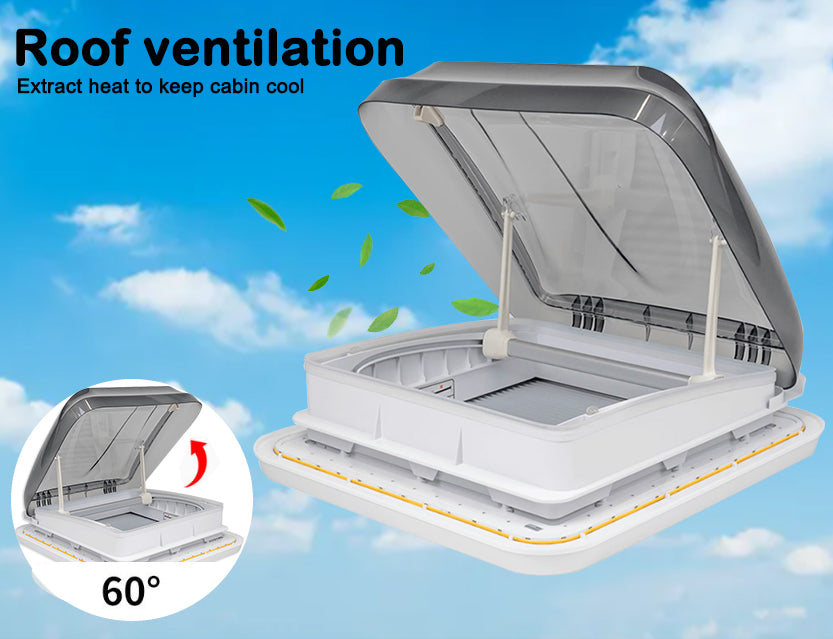 Caravan Roof Hatch 400 × 400mm – Skylight with Pleated Blind & LED Halo