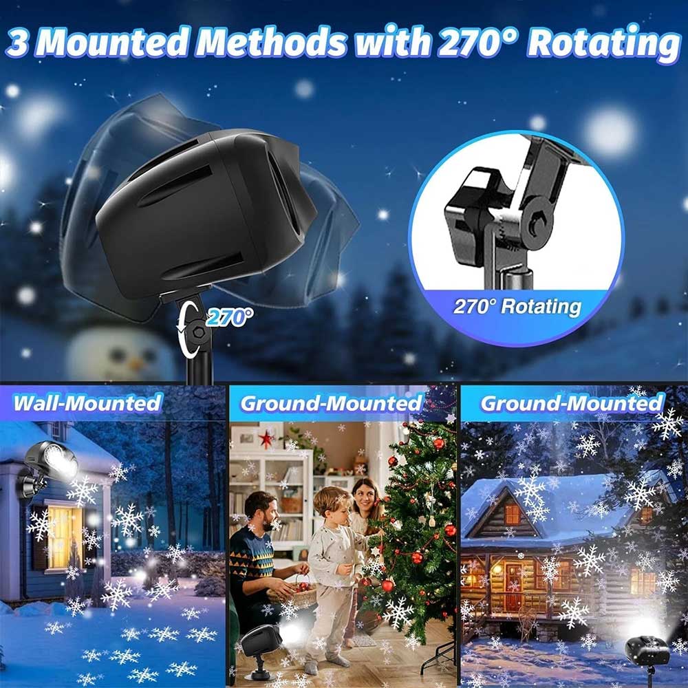 Dual-Lens Owl Snowflake Laser Projector | IP65 Waterproof Outdoor Christmas Light with Remote & Timer