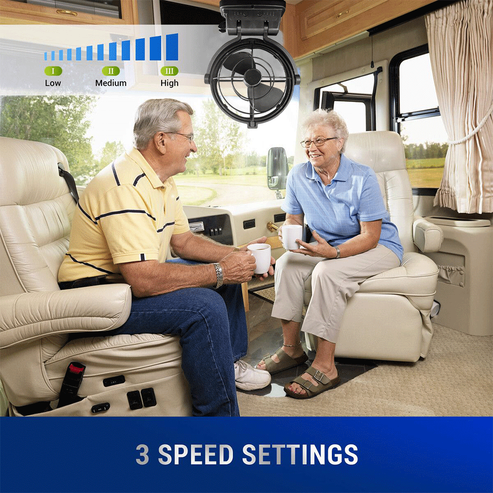 12V 24V Caravan Fan Camping Trailer RV Boat Design 360° with Remote Control