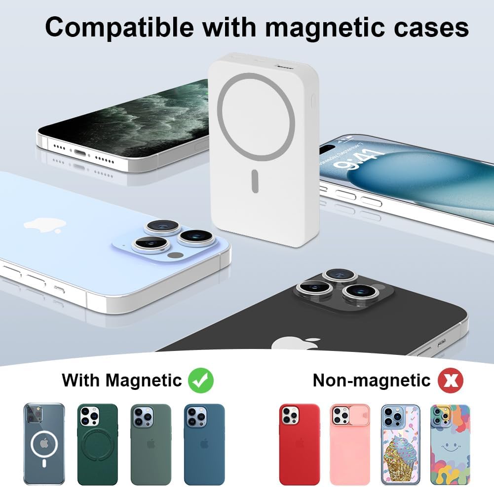3C Certified Magnetic Power Bank 22.5W Built-In Cable & Stand for iPhone Samsang