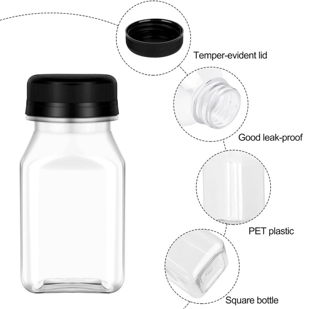 10PCS Mini Juice Bottles 4oz Plastic Shot Bottle Clear Containers Food Grade PET