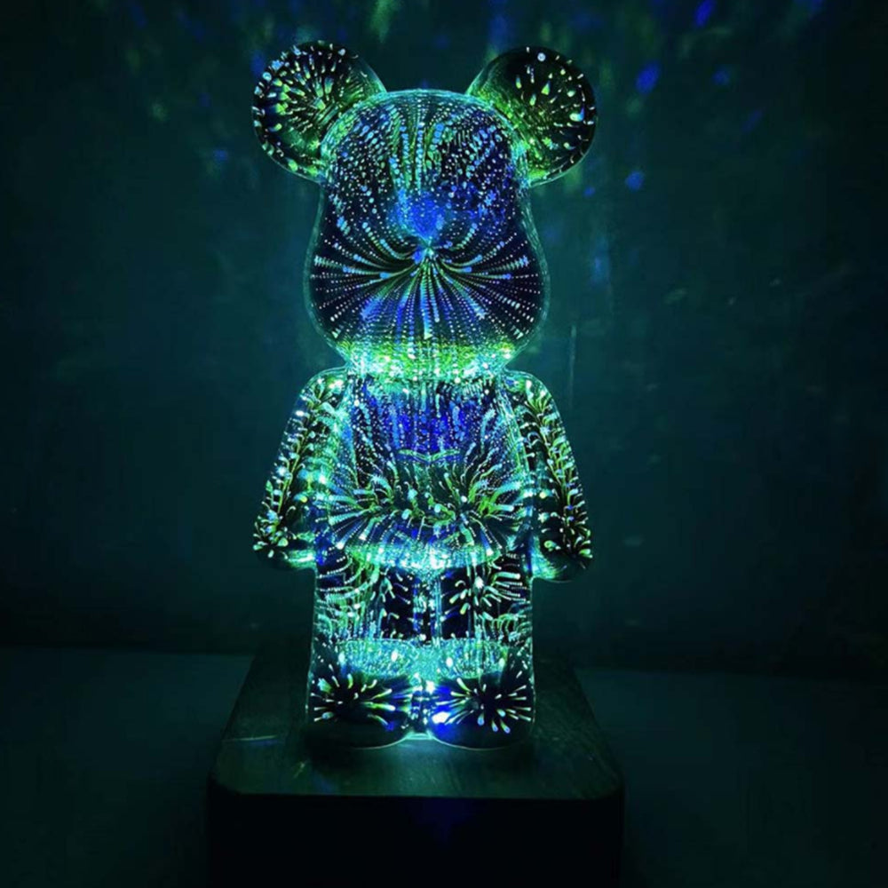 3D Fireworks Bear LED Night Light Room Atmosphere Light Desktop Decoration Night