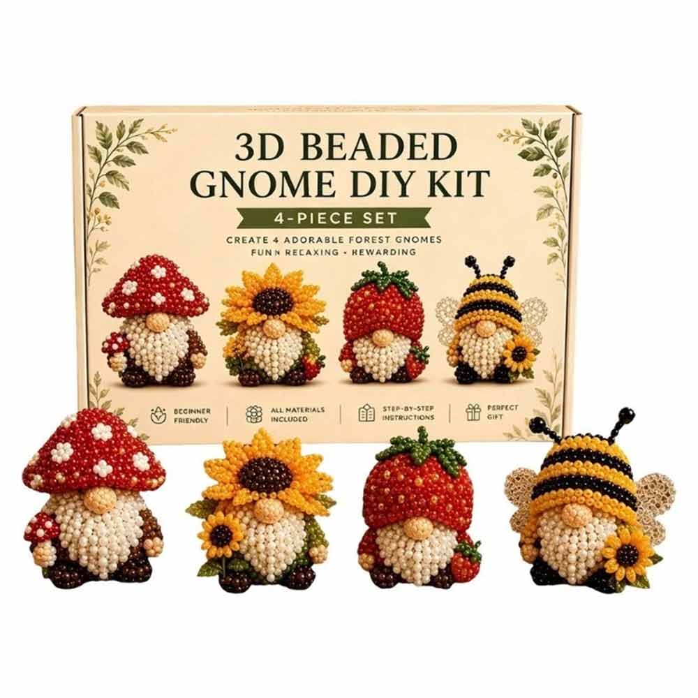 3D Beaded Gnome DIY Kit – Handmade Bead Art Set for Teens & Adults