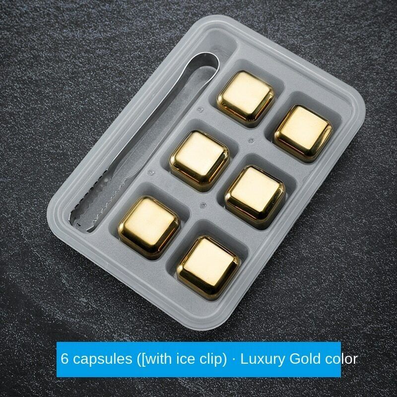 Stainless Steel Ice Cubes Chilling Stones Rocks Reusable with Tong for Whiskey