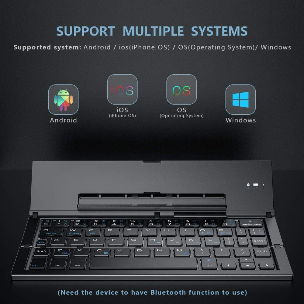 Portable Folding Wireless Bluetooth Keyboard for Tablet Laptops and Smartphones
