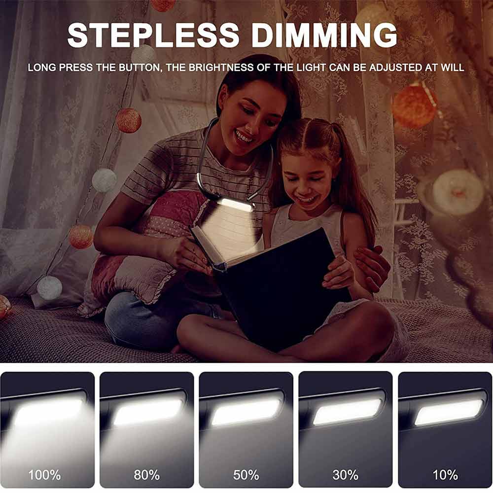 LED Neck Reading Light Flexible USB Rechargeable Book Bed Night Lamp Hands Free