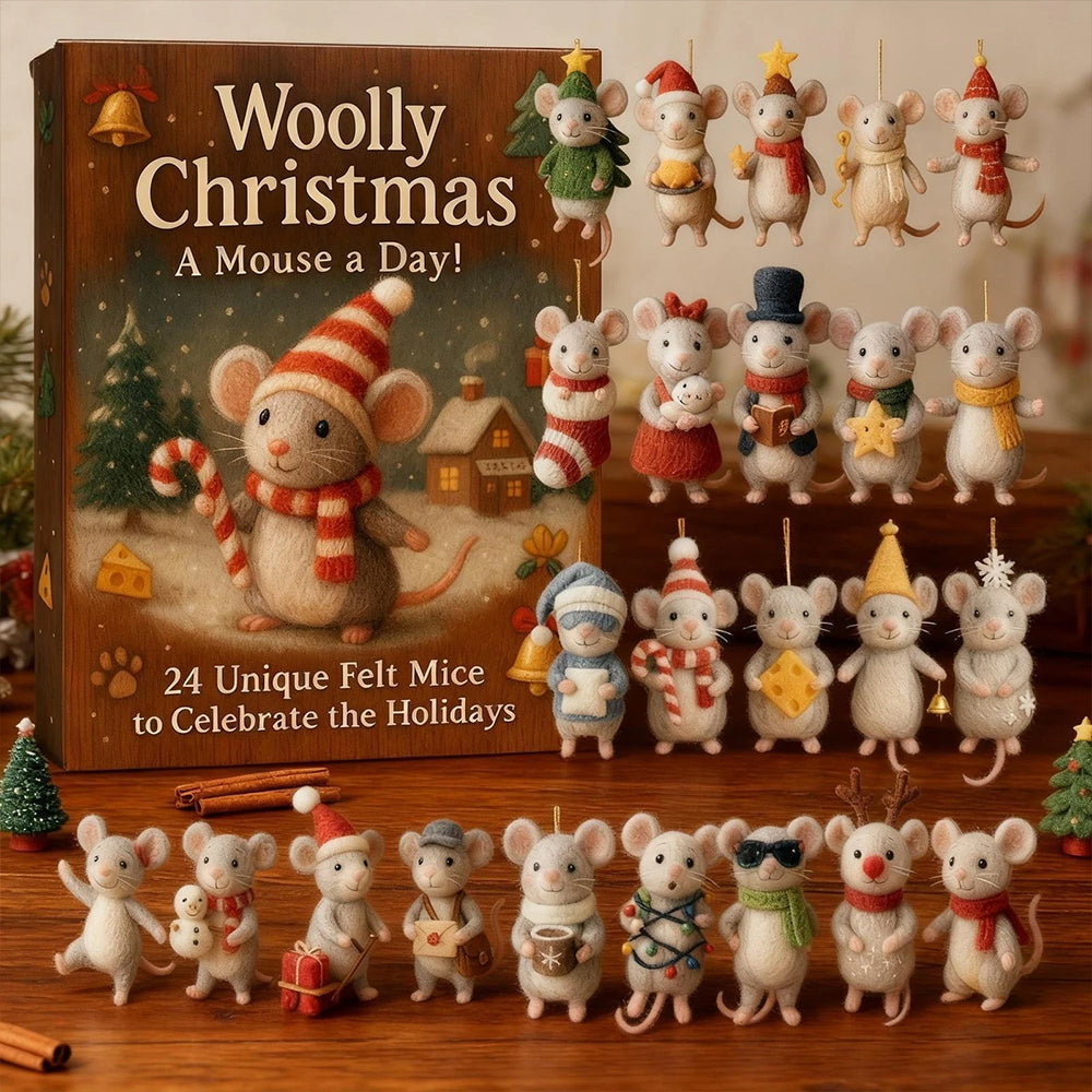 2025 Christmas Mouse Advent Calendar - 2D Acrylic Winter Holiday Countdown Decor