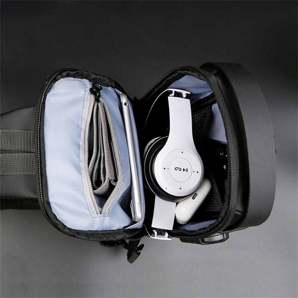 Men Sling Crossbody Bag Anti-theft Chest Shoulder Messenger Backpack USB Port