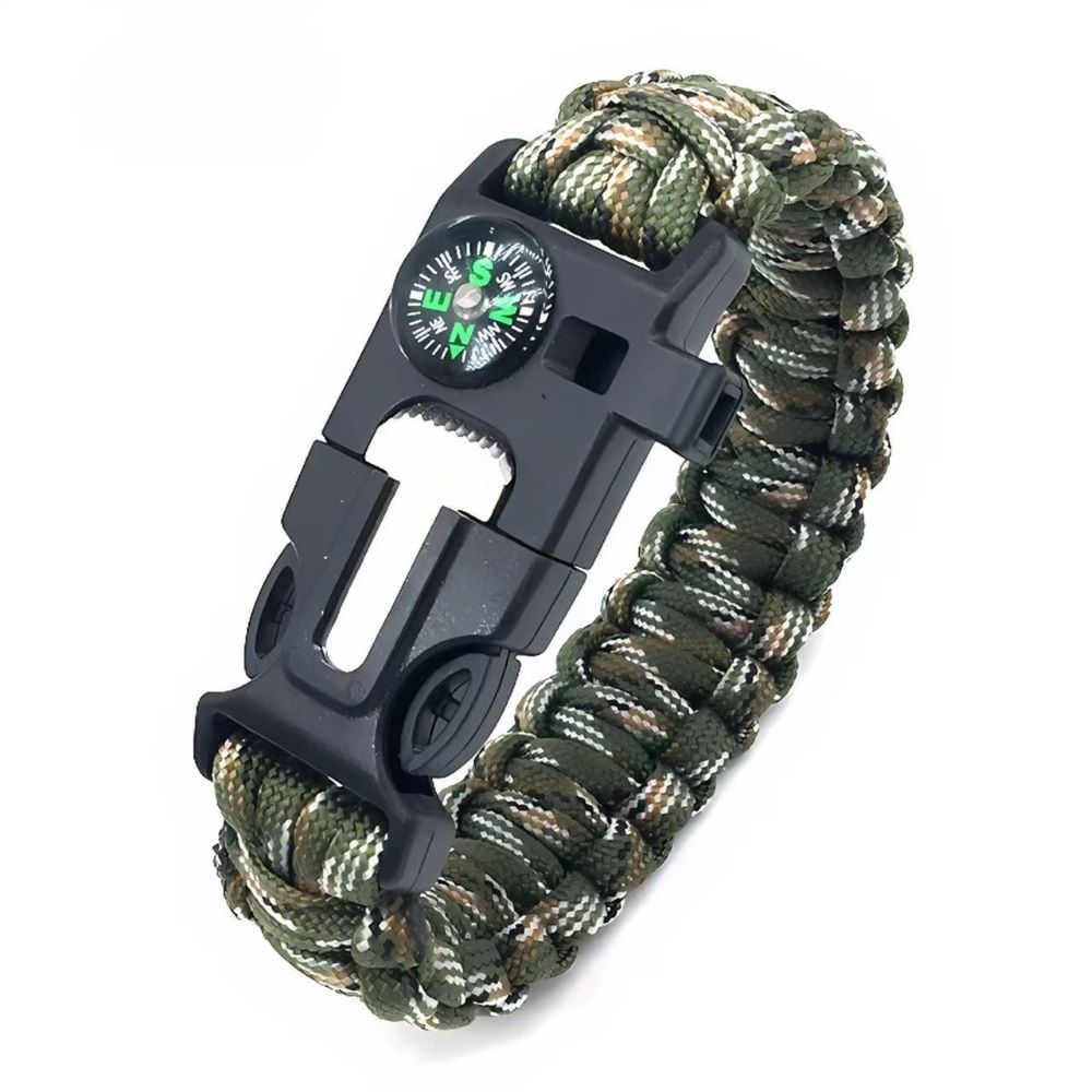 5-in-1 Survival Bracelet – Paracord, Compass, Whistle, Fire Starter, Cutter for Outdoor