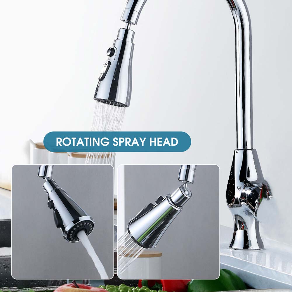 360° Kitchen Sink Faucet Sprayer Head Swivel Extender Nozzle Replacement 3Levels