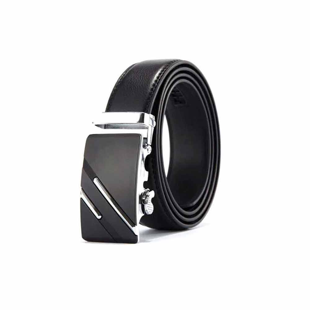 120cm Fashion Mens Leather Ratchet Belt Automatic Buckle Waistband Waist Strap