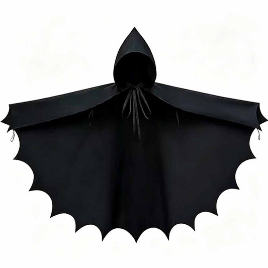 Halloween Bat Hooded Cloak – Medieval Gothic Cape Costume, Black 110x190cm
