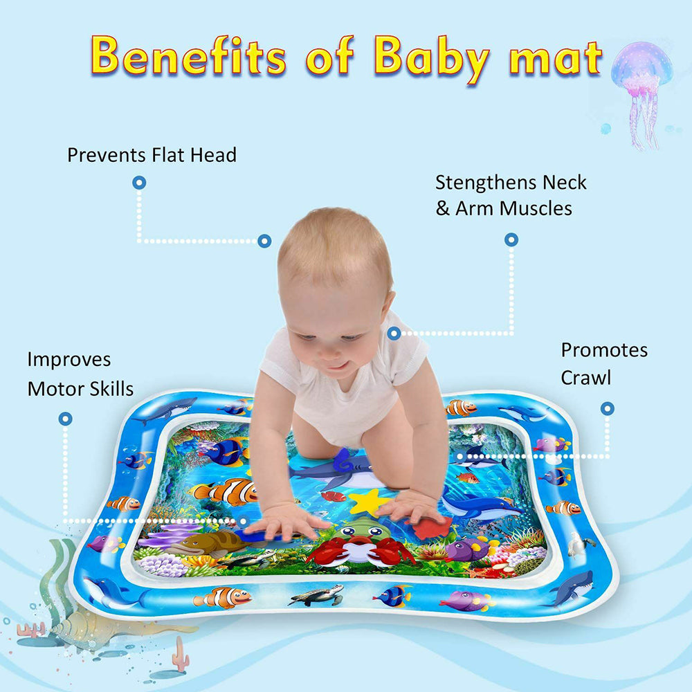 Baby Water Play Mat Inflatable For Infants Toddlers Fun Tummy Time Sea World