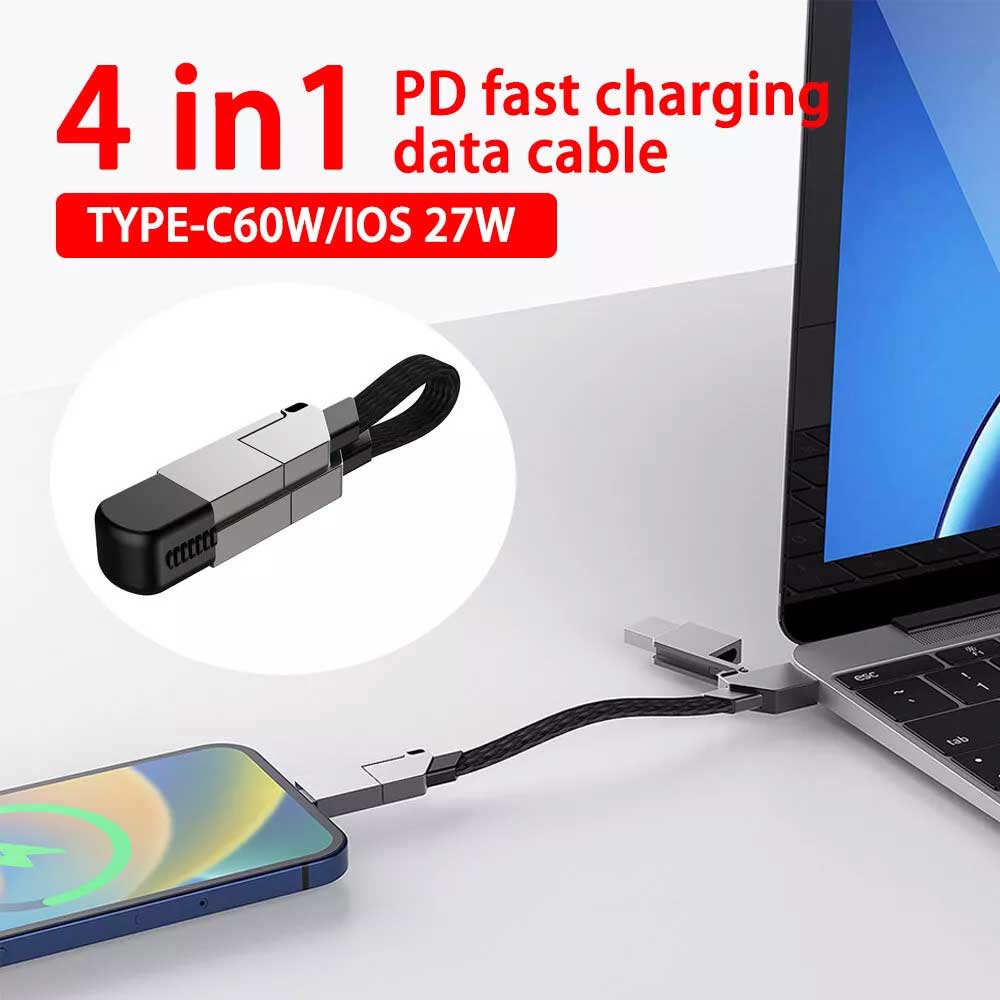 PD 60W Multi USB QC Fast Charging Cable 4in1 Type-C to Type C For iPhone Andriod