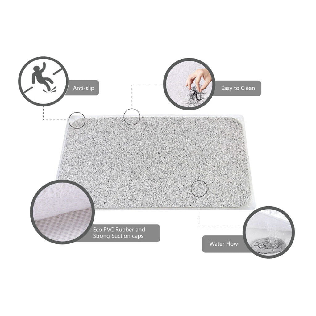 2X Non Slip Bathroom Bath Mat Anti Slip Loofah Shower Rug  Carpet Water Drains