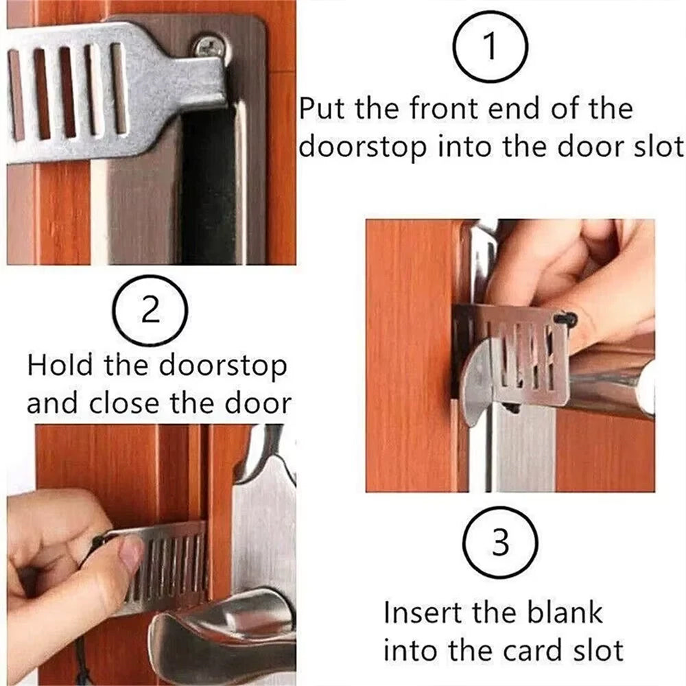 Portable Door Lock – 8cm Stainless Steel Anti-Theft Security Blocker Tool