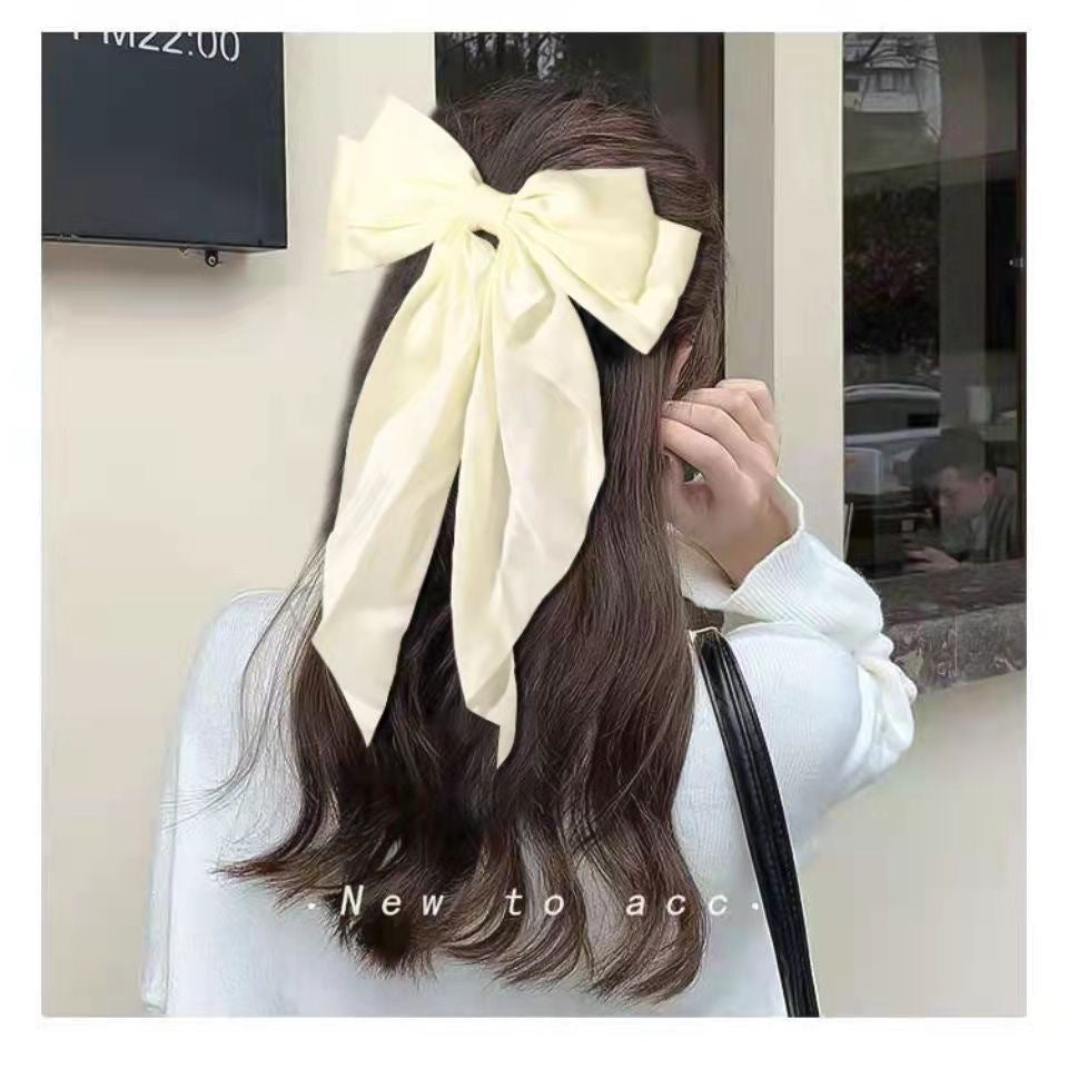 Large Bow Hair Clip – Satin Ribbon Barrette for Women & Girls, Hairpin Headwear