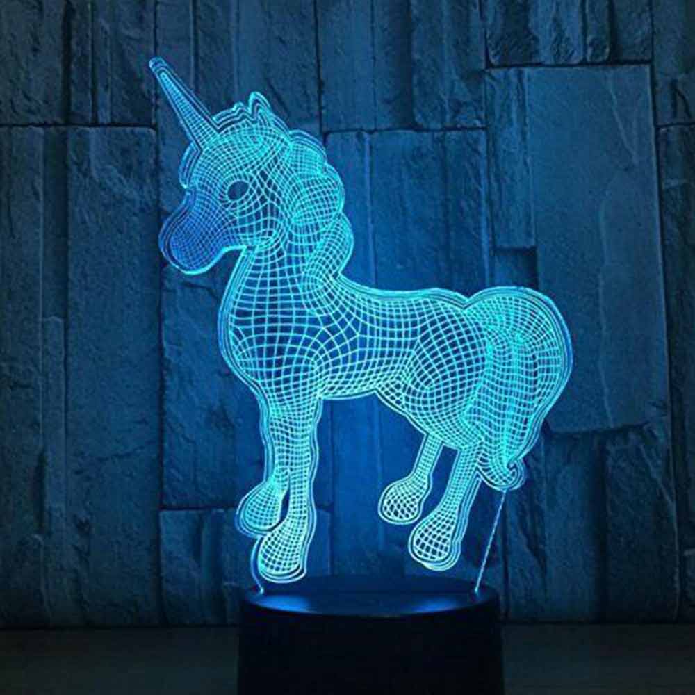 Unicorn Illusion Lamp 3D Optical Night Light LED Kids Mood Light Bedside