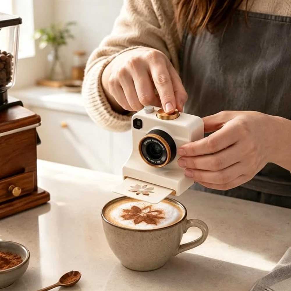 Latte Art Powder Printer – 3D Printed Coffee Stencil Dispenser with 4 Cards