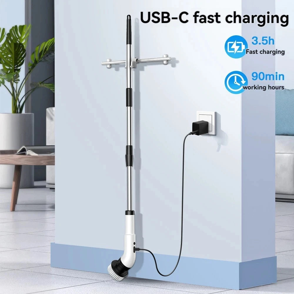 9-in-1 Electric Spin Scrubber - Cordless Cleaning Brush with Adjustable Handle