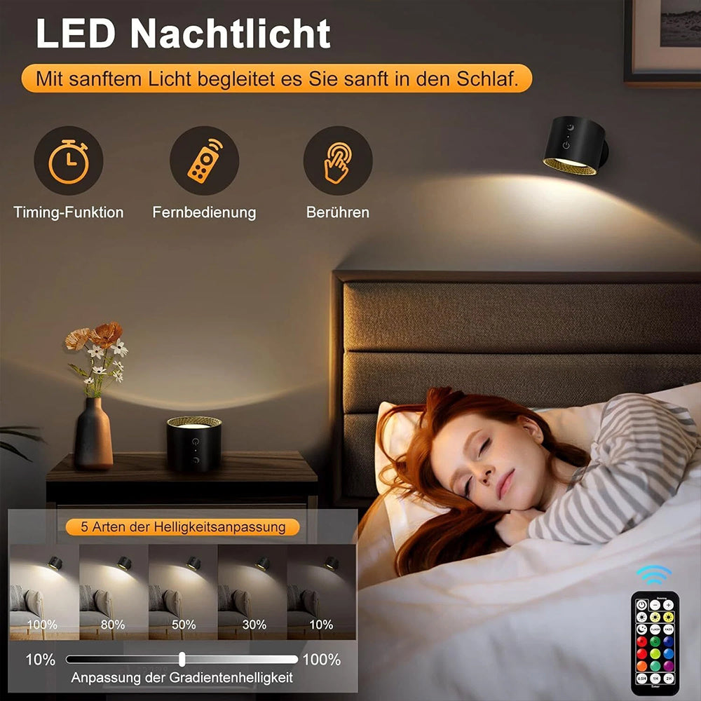 Rechargeable RGB LED Wall Sconce Lights - Magnetic Remote Night Lamp