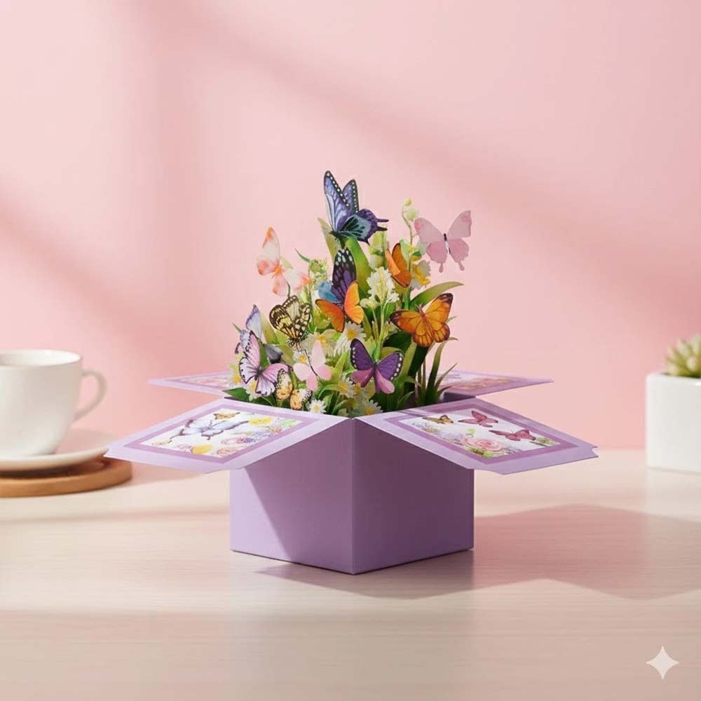 3D Pop-Up Birthday Card – Luxury Butterfly Floral Surprise for Mum, Daughter, Wife, Niece
