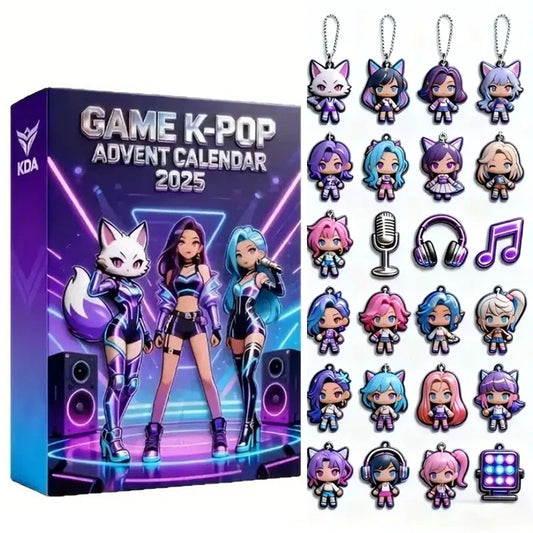 2025 Kpop Demon Hunters Advent Calendar 2D Acrylic- 24-Day Keychain Pendant  Xmas Countdown